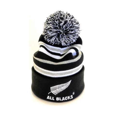 Striped Pom Pom Beanie